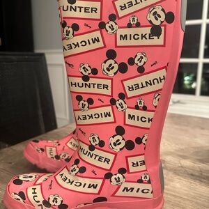 Hunter Pink Mickey Mouse Patterned Boots. Disney Collaborated